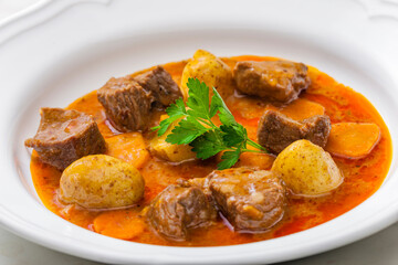 beef goulash soup with potatoes