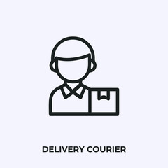 delivery courier icon vector. Linear style sign for mobile concept and web design. delivery courier symbol illustration. Pixel vector graphics - Vector.