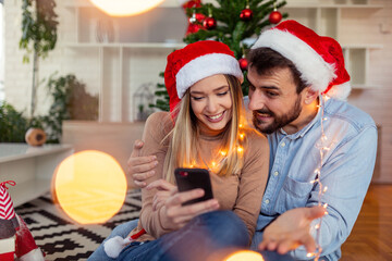 Sweet love couple at Christmas days