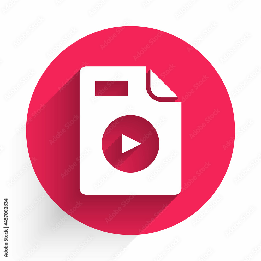 Poster white avi file document. download avi button icon isolated with long shadow. avi file symbol. red ci