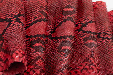 spotted red colored natural python genuine leather