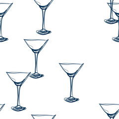 cocktail vector seamless pattern outline decorative
