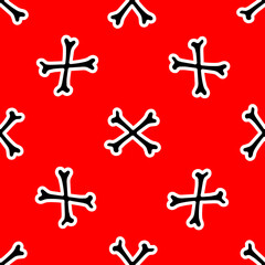 Obraz premium Seamless pattern with bones on a red background. 