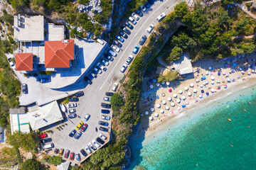 Fototapeta na wymiar Famous Mylopotamos beach at Tsagarada of Pelion in Greece.