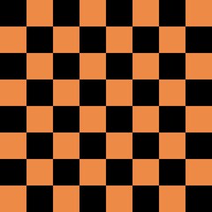 Black and orange checkerboard pattern background. Check pattern designs for decorating wallpaper. Vector background.