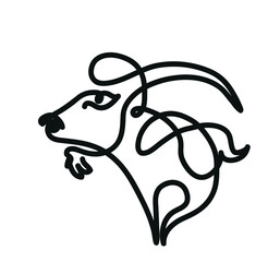 One line drawing of goat
One continuous line drawing of goat standing up isolated on a white background
