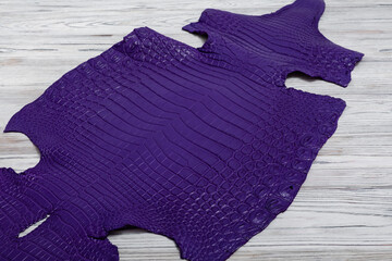 violet alligator natural leather - material for handbags and shoes	
