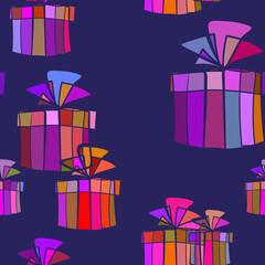 present box vector seamless pattern outline decorative
