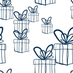 present box vector seamless pattern outline decorative