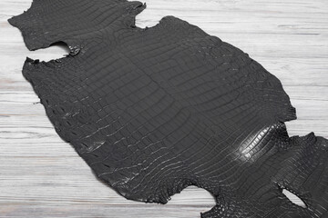 grey alligator natural leather - material for handbags and shoes