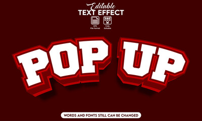 Editable text effect pop up