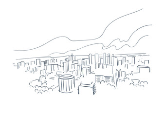 Naklejka premium Montreal Quebec Canada vector sketch city illustration line art