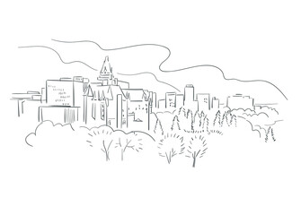 Naklejka premium Saskatoon Saskatchewan Canada vector sketch city illustration line art