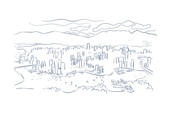 Vancouver British Columbia Canada vector sketch city illustration line art