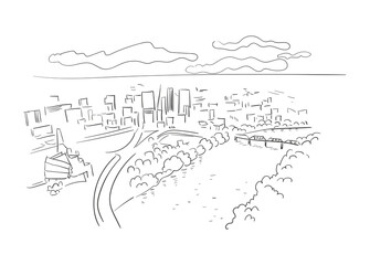 Obraz premium Winnipeg Manitoba Canada vector sketch city illustration line art