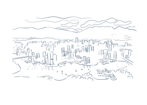 Vancouver British Columbia Canada vector sketch city illustration line art