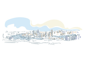 Chongqing CQ China vector sketch city illustration line art sketch