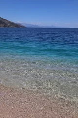 Papier Peint photo Plage de la Corne d'Or, Brac, Croatie Mer et plage. Bord de mer croate, plage de Zlatni Rat avec de l& 39 eau turquoise claire par une journée d& 39 été ensoleillée, Croatie