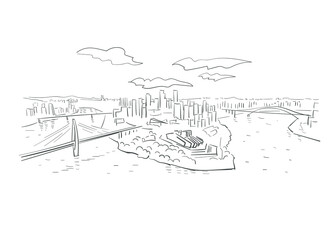 Fototapeta premium Chongqing CQ China vector sketch city illustration line art sketch