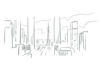 Obraz premium Guangzhou Guangdong province China vector sketch city illustration line art sketch