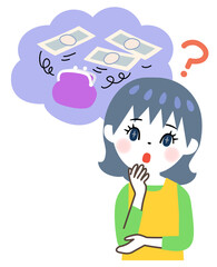 お金の心配をする主婦