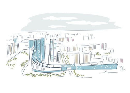 recommend clip art: Hefei Anhui Province China vector sketch city illustration line art sketch