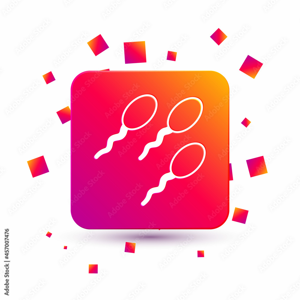 Poster white sperm icon isolated on white background. square color button. vector