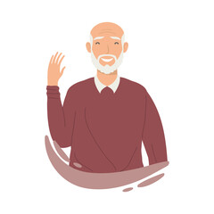 Grandfather saying hello