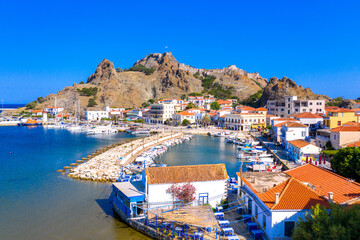 View of Myrina, Limnos island, Greece.