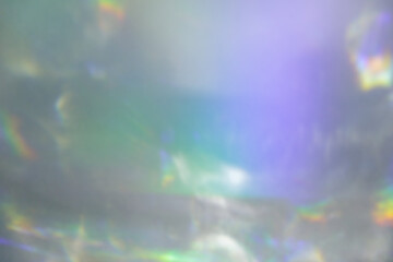 Blurred rainbow light refraction texture overlay effect for photo and mockups. Organic drop...