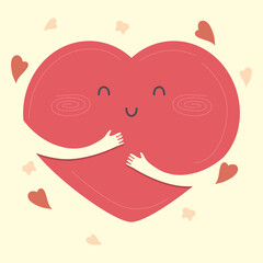 hugging heart cartoon