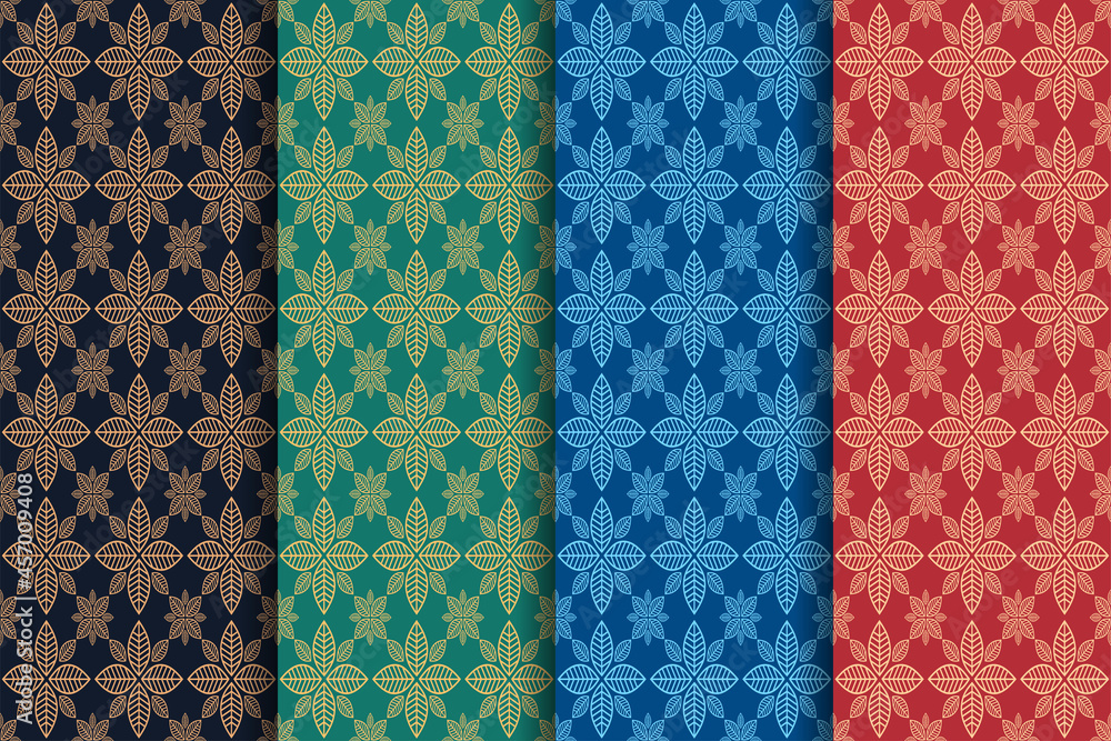 Aufkleber modern geometric set of scandinavian cards. patterns with geometric lines and herbs. leaf tile colle