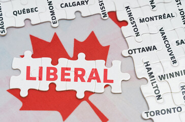 The flag of Canada features city name jigsaw puzzles and jigsaw puzzles with the words - Liberal