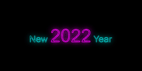 New Year 2022 lighting effects vector design cyan and magenta colors