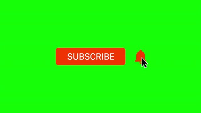 Mouse click on "Subscribe" button and bell notification icon. Isolated on screen screen background. 3D animation.