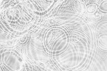 Water texture with circles on the water overlay effect for photo or mockup. Organic drop shadow caustic effect with wave refraction of light on a white or gray wall background.
