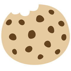 Сookie clip art with pieces of chocolate on the white isolated background. 