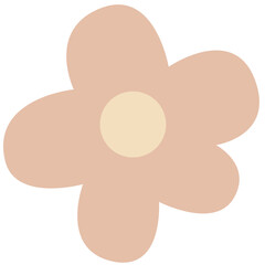 Simple five-leafed cute pink flower art  on the white isolated background.
