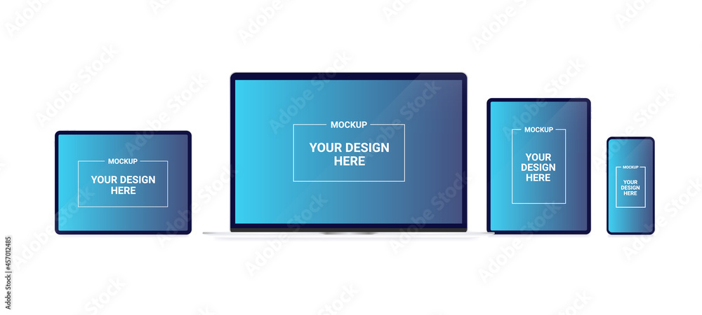 Aufkleber Computer screen mockups - Template with computer, tablet and mobile device screen to insert your own design. Vector illustration