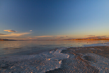 Sunset over The Great Salt Lake at Antelope Island State Park, Utah, USA