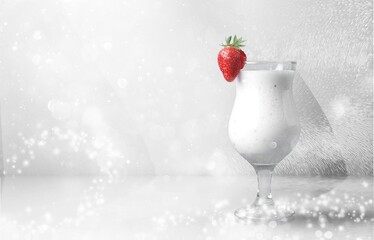 Tasty healthy drink with fresh fruits and ice.