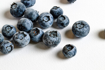 a lot of blueberries on a white background