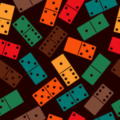 Domino stones seamless pattern. Dominoes game bones background. Vector