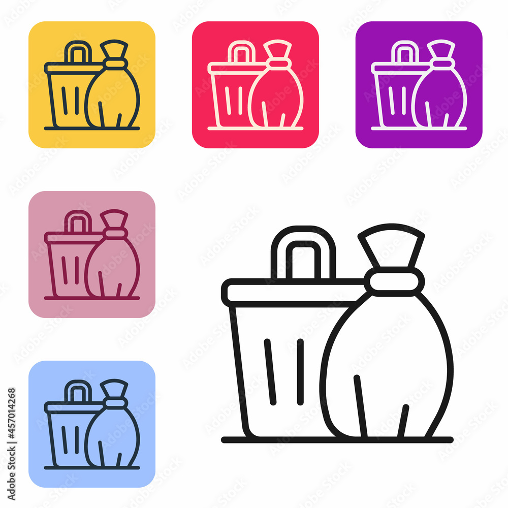 Poster black line trash can icon isolated on white background. garbage bin sign. recycle basket icon. offic