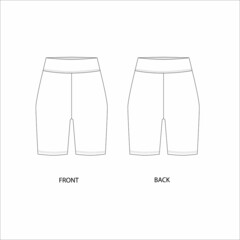 Bike shorts technical sketch.  illustration of a shorts, vector.  Cycling shorts design template. 