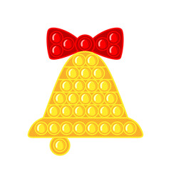 Trendy antistress sensory toy Pop it fidget in holiday bell shape in flat style isolated on white background.