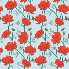Beautiful Red Flowers in Winter Garden Pattern