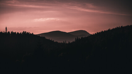 sunset in the mountains