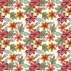 Red and Yellow Autumn Floral Pattern