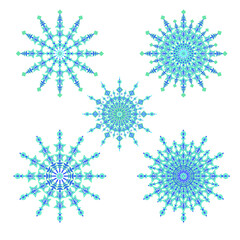Snowflakes made of geometric shapes